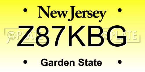 Z87KBG New Jersey License Plate