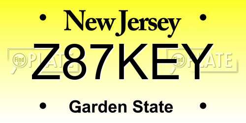 Z87KEY New Jersey License Plate