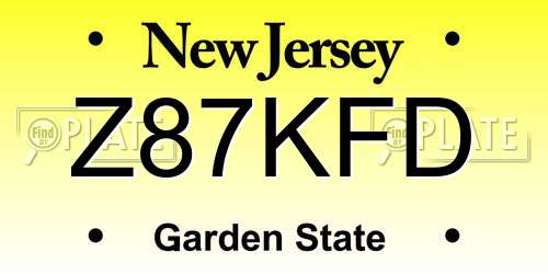 Z87KFD New Jersey License Plate