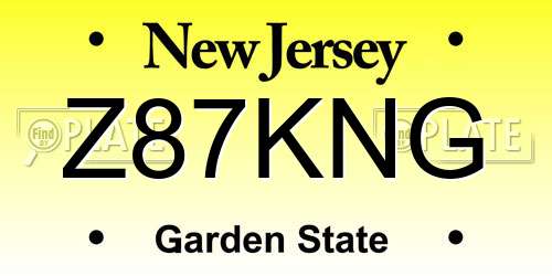 Z87KNG New Jersey License Plate