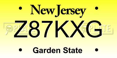 Z87KXG New Jersey License Plate
