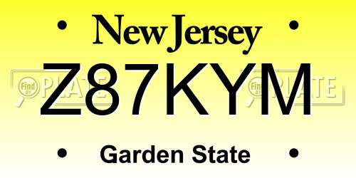 Z87KYM New Jersey License Plate