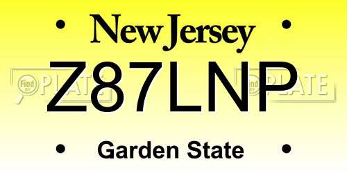 Z87LNP New Jersey License Plate