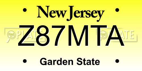 Z87MTA New Jersey License Plate