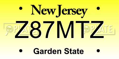 Z87MTZ New Jersey License Plate