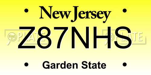 Z87NHS New Jersey License Plate