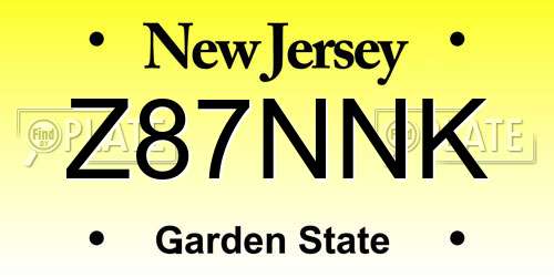 Z87NNK New Jersey License Plate