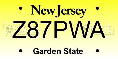 Z87PWA New Jersey License Plate