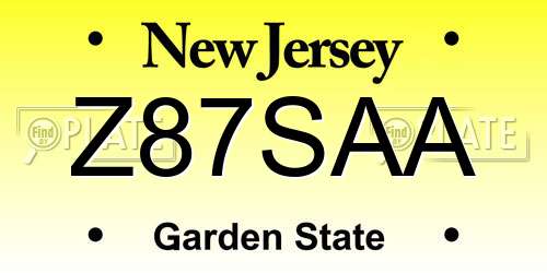 Z87SAA New Jersey License Plate