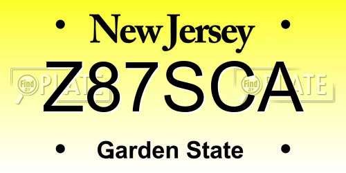 Z87SCA New Jersey License Plate