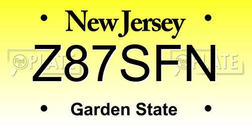 Z87SFN New Jersey License Plate