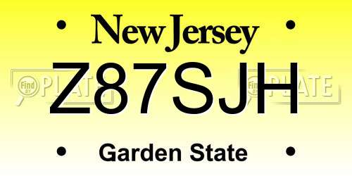 Z87SJH New Jersey License Plate