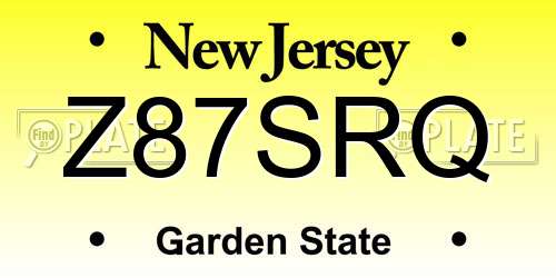 Z87SRQ New Jersey License Plate