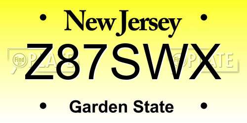 Z87SWX New Jersey License Plate