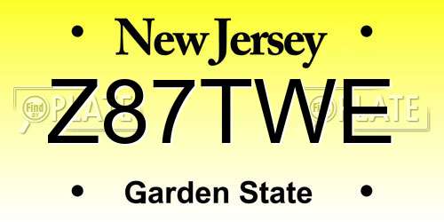Z87TWE New Jersey License Plate
