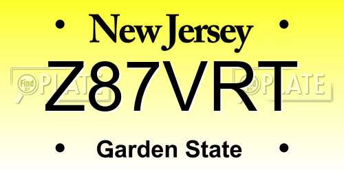 Z87VRT New Jersey License Plate