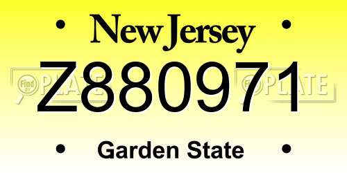 Z880971 New Jersey License Plate