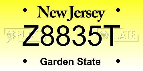 Z8835T New Jersey License Plate
