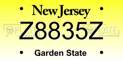Z8835Z New Jersey License Plate