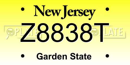 Z8838T New Jersey License Plate