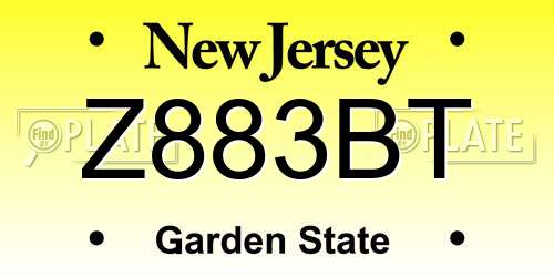 Z883BT New Jersey License Plate
