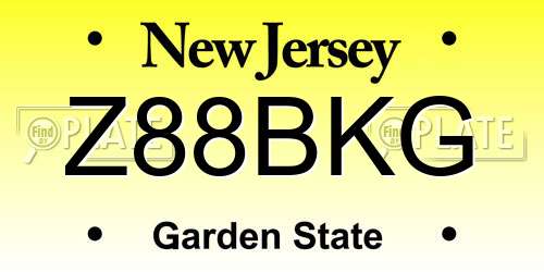 Z88BKG New Jersey License Plate