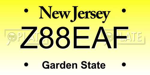 Z88EAF New Jersey License Plate