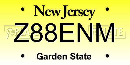 Z88ENM New Jersey License Plate