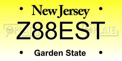 Z88EST New Jersey License Plate