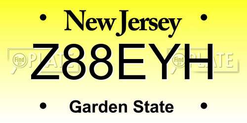 Z88EYH New Jersey License Plate