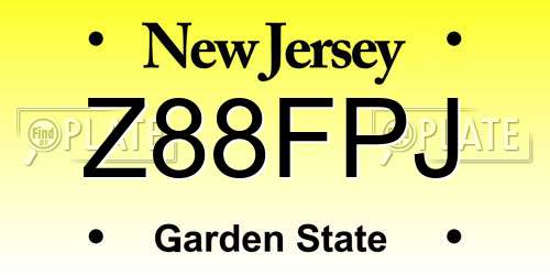 Z88FPJ New Jersey License Plate