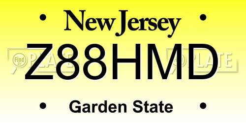 Z88HMD New Jersey License Plate