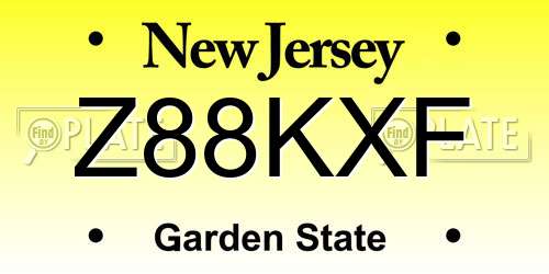 Z88KXF New Jersey License Plate