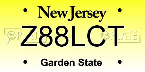 Z88LCT New Jersey License Plate
