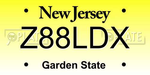 Z88LDX New Jersey License Plate