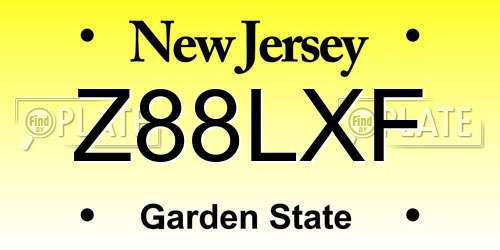 Z88LXF New Jersey License Plate