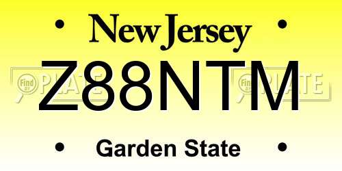Z88NTM New Jersey License Plate