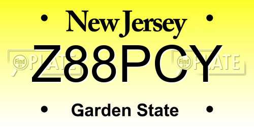 Z88PCY New Jersey License Plate