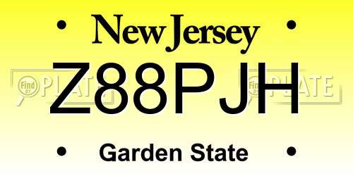 Z88PJH New Jersey License Plate