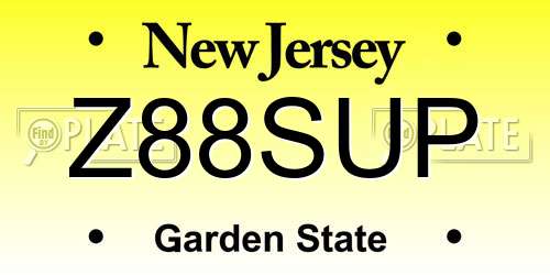 Z88SUP New Jersey License Plate