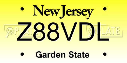 Z88VDL New Jersey License Plate