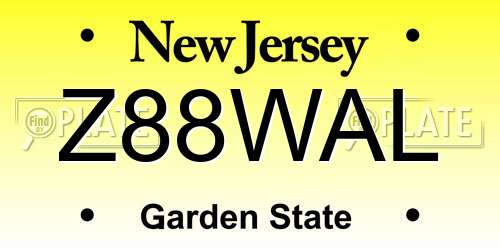 Z88WAL New Jersey License Plate