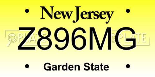 Z896MG New Jersey License Plate