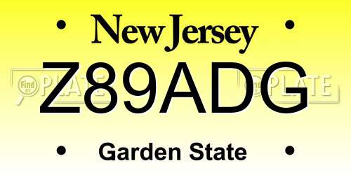 Z89ADG New Jersey License Plate