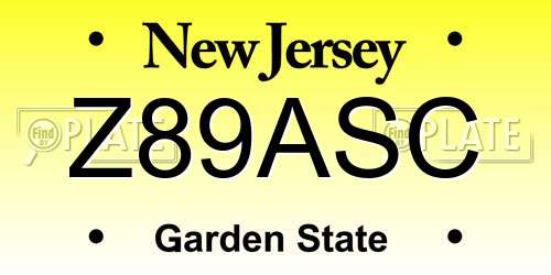 Z89ASC New Jersey License Plate