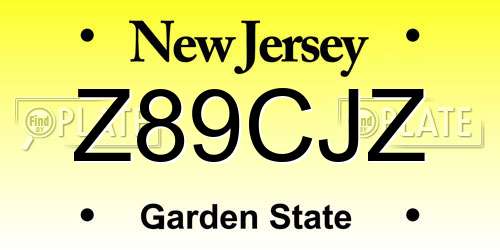 Z89CJZ New Jersey License Plate