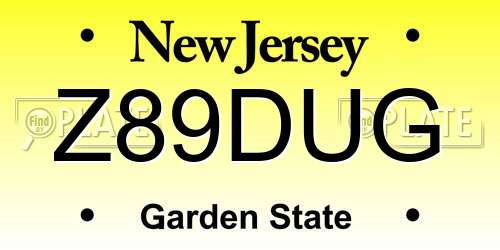 Z89DUG New Jersey License Plate