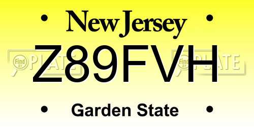 Z89FVH New Jersey License Plate