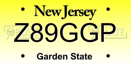 Z89GGP New Jersey License Plate
