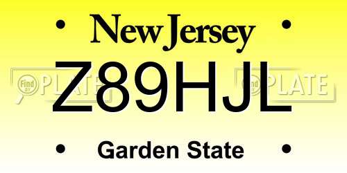 Z89HJL New Jersey License Plate